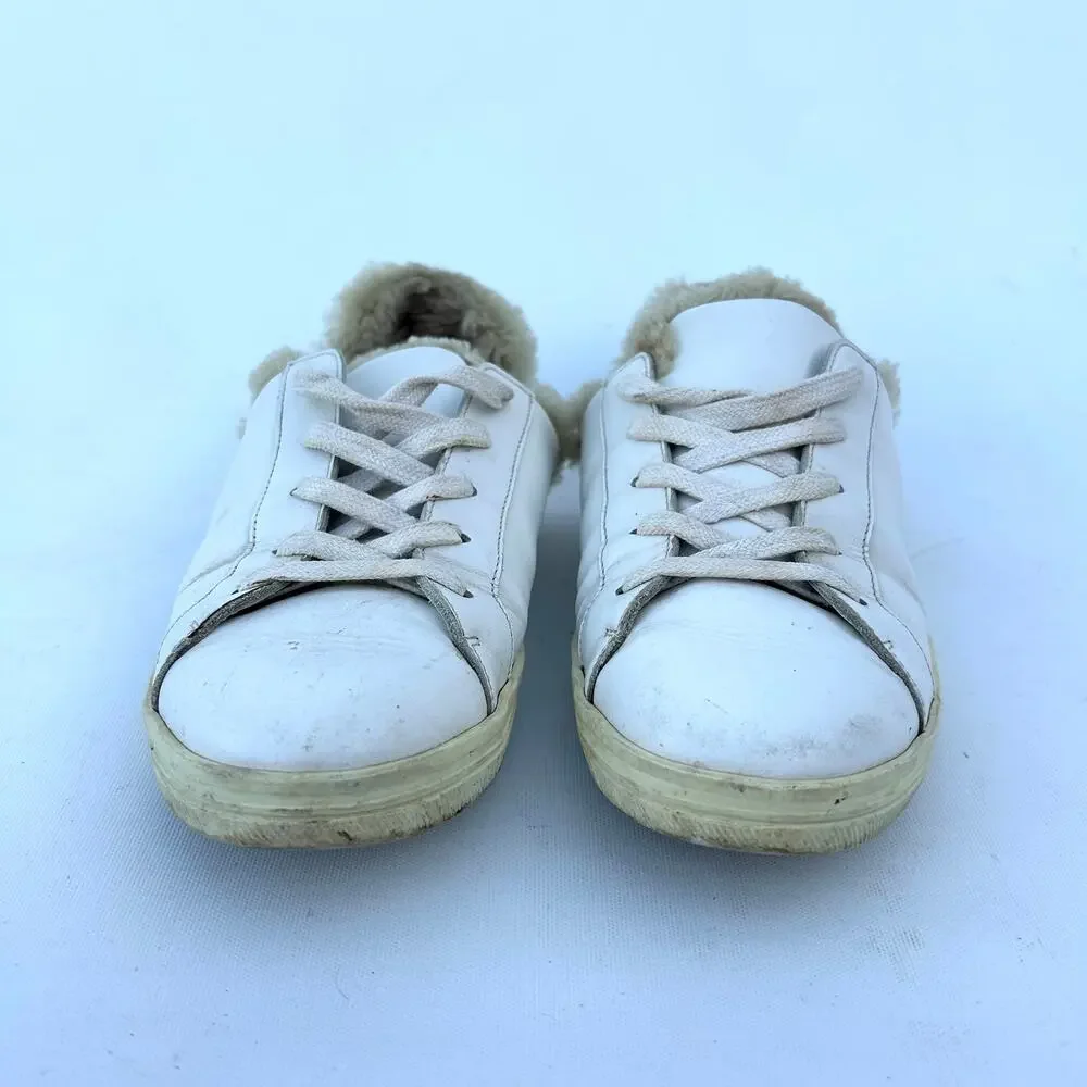 Freda Salvador Eda White Calfskin Leather D’Orsay Sneakers Shoes Shearling 6.5